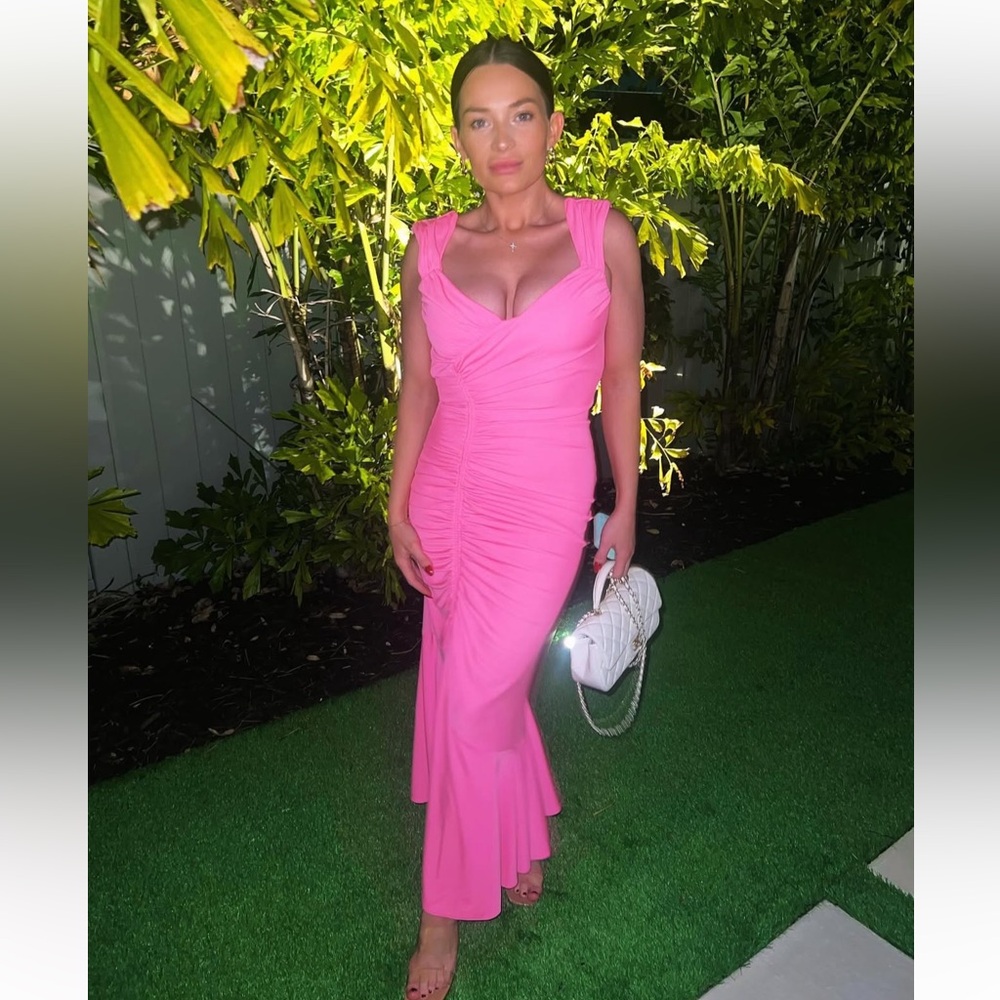 Elegant Pink Ruched Dress
